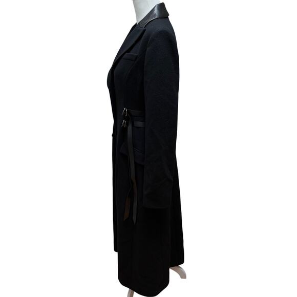 NEW ADEAM Trench Coat Full Length Wool Women’s 4 Black Harness Luxury Minimalist - Picture 4 of 11